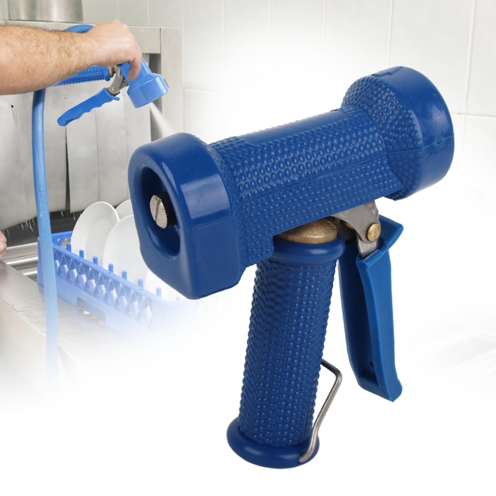Pulvérisateur de Tête de Pulvérisation de Nettoyage de Cuisine de Buse de Pulvérisation à Haute Pression, Nettoyage de Grande (Pistolet à soufflet C bleu (dents internes 4)