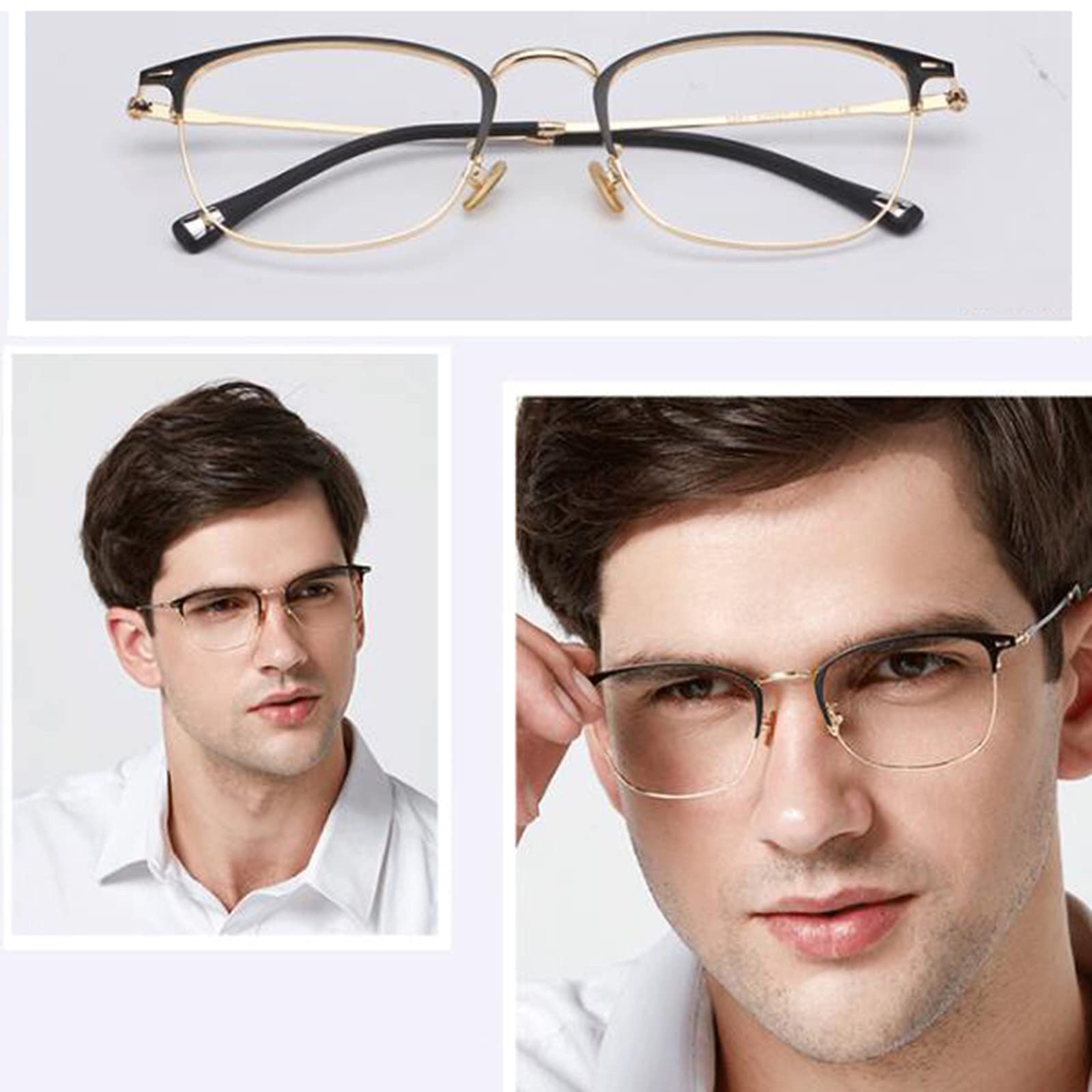 5 Gafas de Lectura con Bloqueo de Luz Azul para Hombre, Gafas de Lectura con Montura Y Antifatiga Visual para Ordenador de +1,0/D/3.5