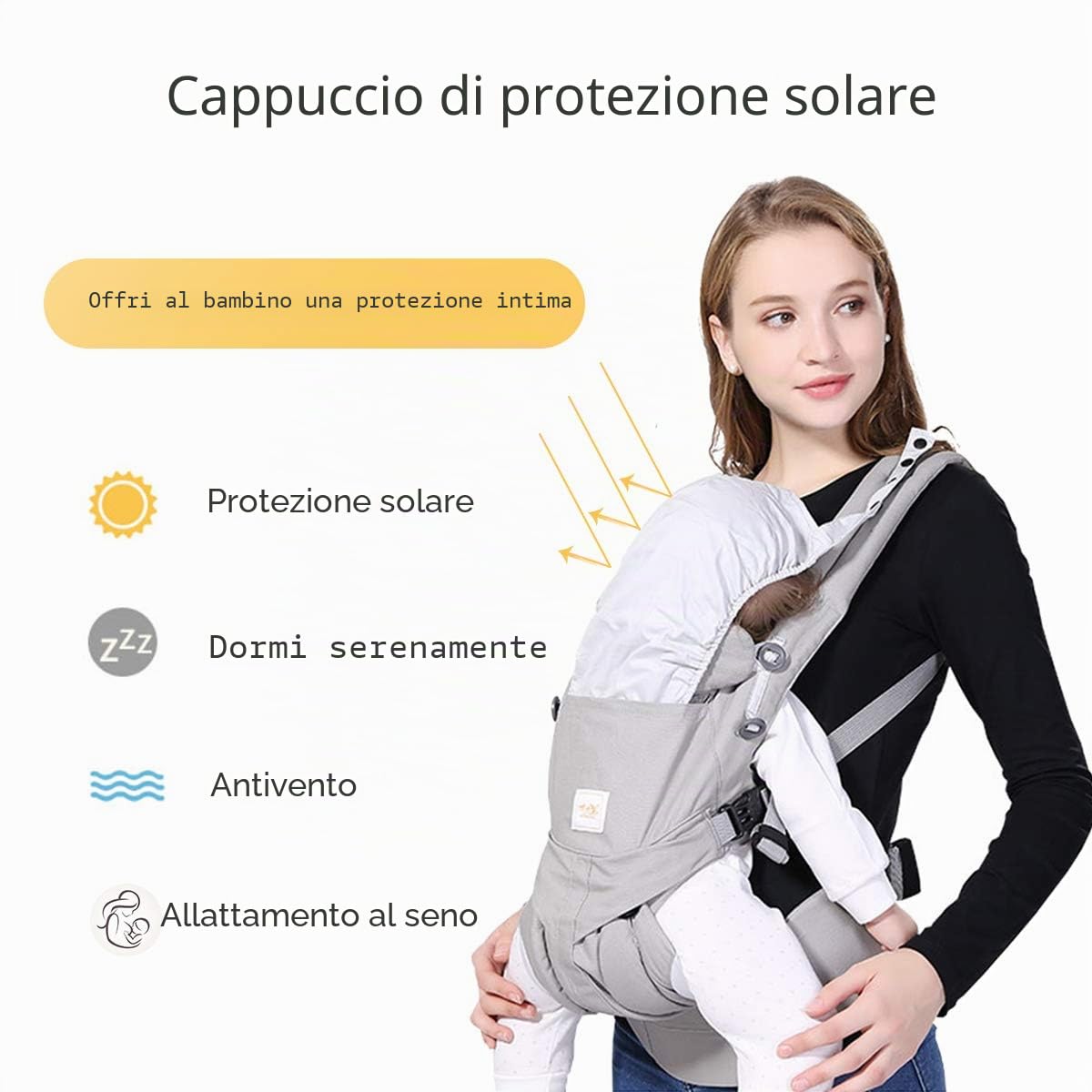 SONARIN Premium Marsupio Neonati Ergonomico,Baby Carrier,Porta Bebè,Cappuccio Rimovibile,da neonato a bambino (0-48 mesi),Supporto per la Testa,Carico massimo 20 kg(Rosso Scuro)