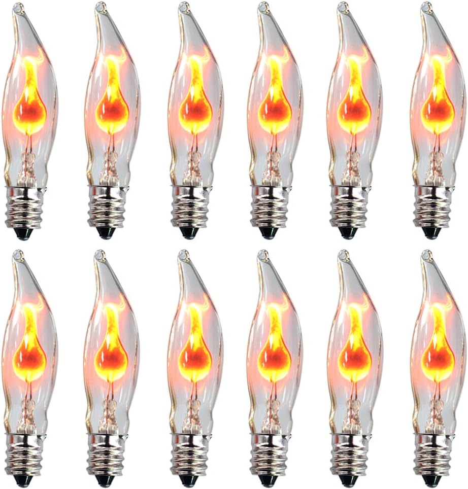 haraqi 12 Pack Flame Flicker Light Bulbs,Flame Light Incandescent Bulbs,Flickering