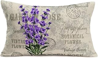 Fukeen Vintage Flower Lavender Throw Pillow Covers Decorative French Country Stamp with Violet Bouquet Pillow Cases Cotton...