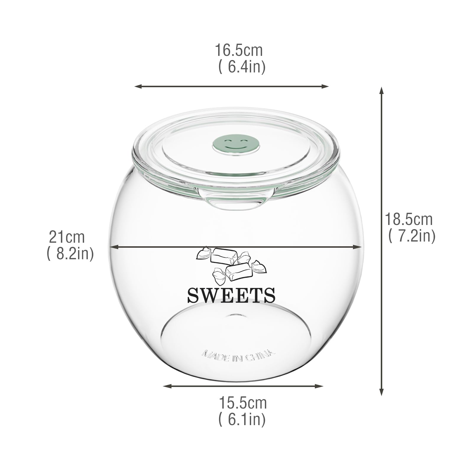 Barattolo per biscotti con coperchio in plastica – Contenitore ermetico per biscotti da 2,2 l per biscotti, snack, caramelle e frutta secca – Barattolo senza BPA trasparente con anello in