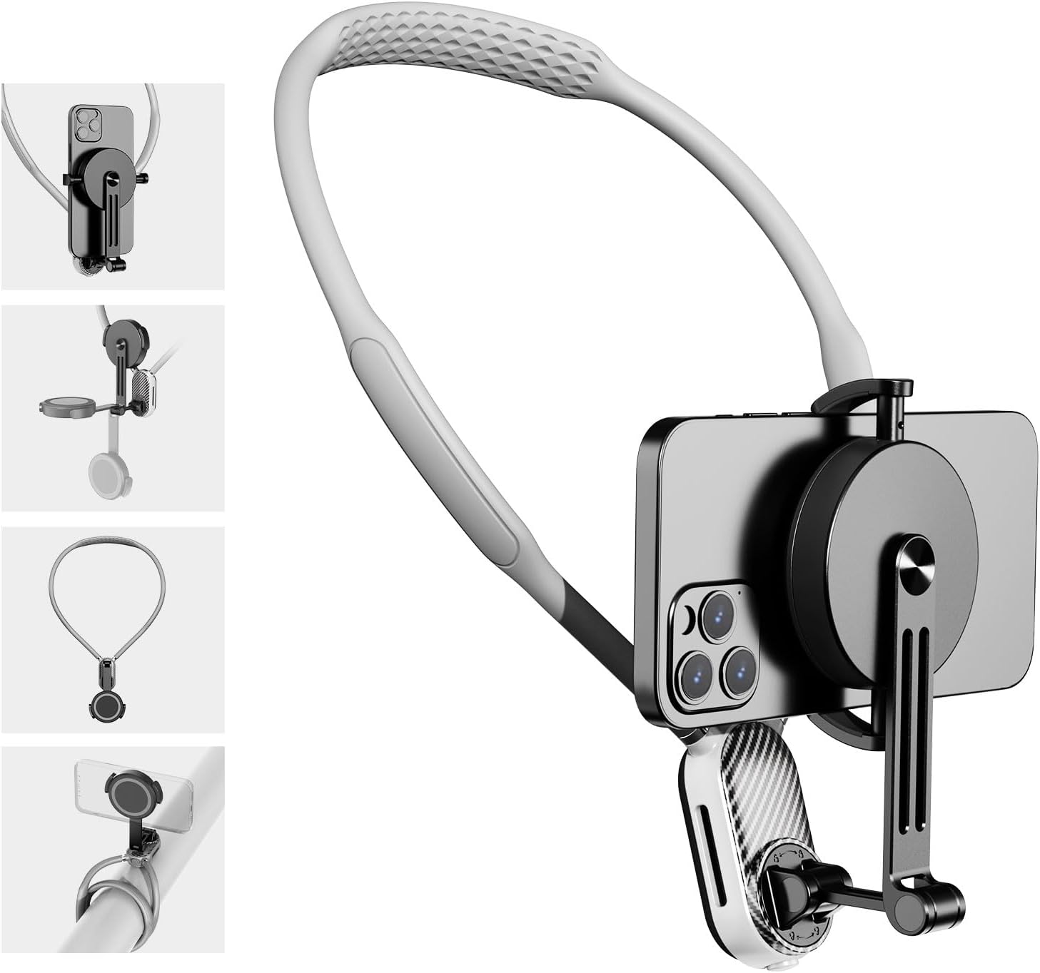 FUNSNAP Magnetic Neck Mount for Go Pro Phone Holder, Quick Release POV Video Vlog Flexible Angle Necklace Holder for GoPro Hero 13 12 11 10 9 Insta360 X3 X4 DJI Action 3 4 5 Pro iPhone Android