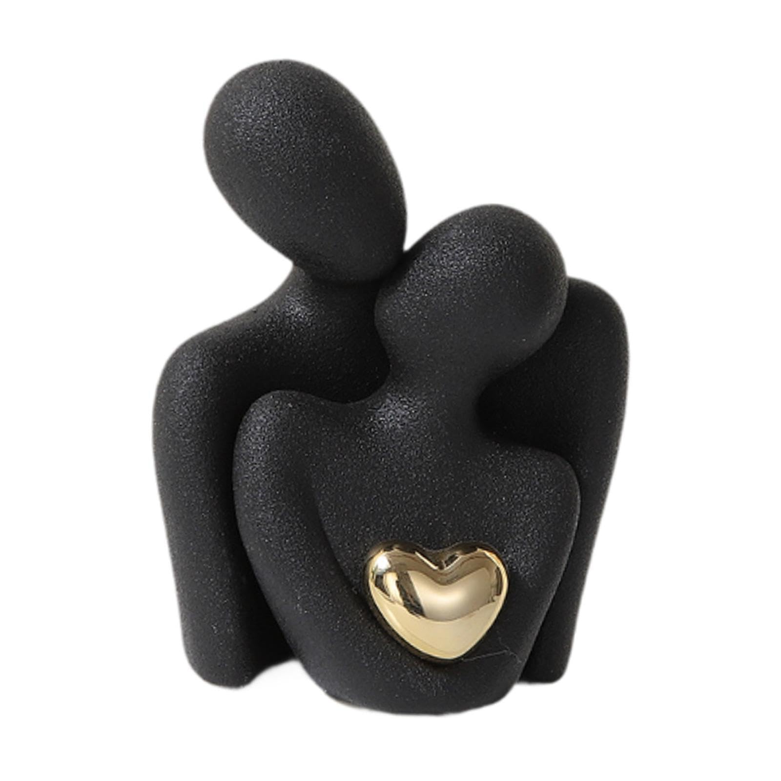 TWISAXC Anniversary Couple Sculpture Elegant Husband And Wife Figurine For Home Decor Couple Statue Bedroom Smooth Study, Black, 10x7.5x12cm