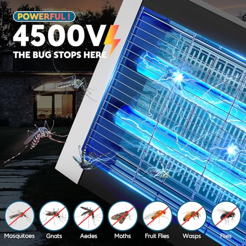 Image of Solar Bug Zapper Outdoor, Mosquito Zapper 4500V Cordless Waterproof | Auto On /Off, Portable Type-C & Solar Powered Bug Zapper, Electric Mosquito Trap Fly Zapper Killer for Patio Backyard Camping
