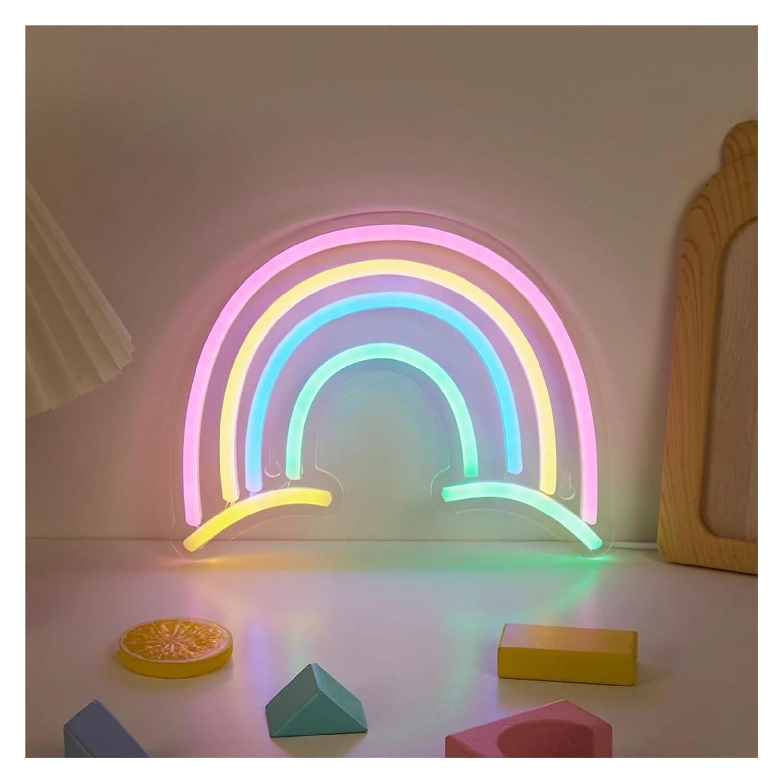 Lampada da parete per insegne al neon arcobaleno, decorazione per camera letto, compleanno, 28,6x22 cm