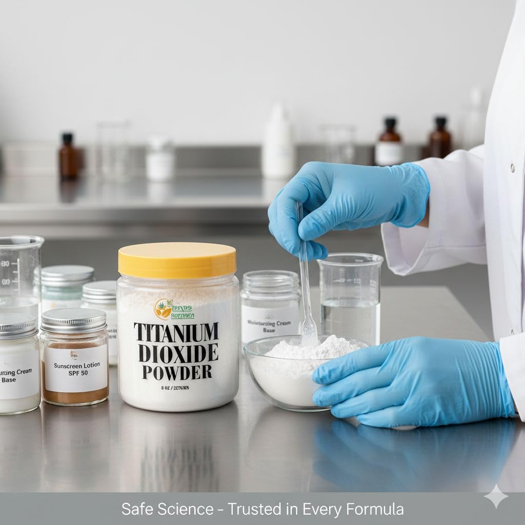 Herbs Botanica Polvere di biossido di titanio, 226,8 g, pigmento bianco puro per sapone, cosmetici, formulazioni per la cura della pelle, polvere fine, non rivestita e multiuso