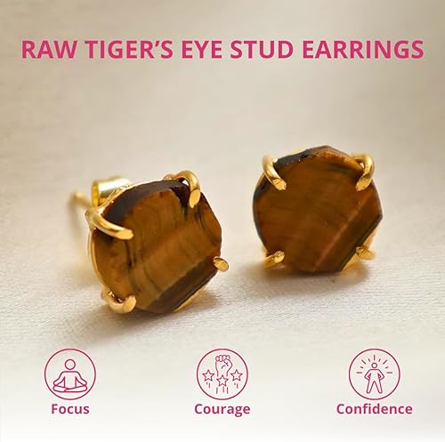Miniatura 29 de Gempires Natural Raw Prong Setting Stud Earrings, 8-10 mm Crystals Earring, Handmade Jewelry, Gift for Her