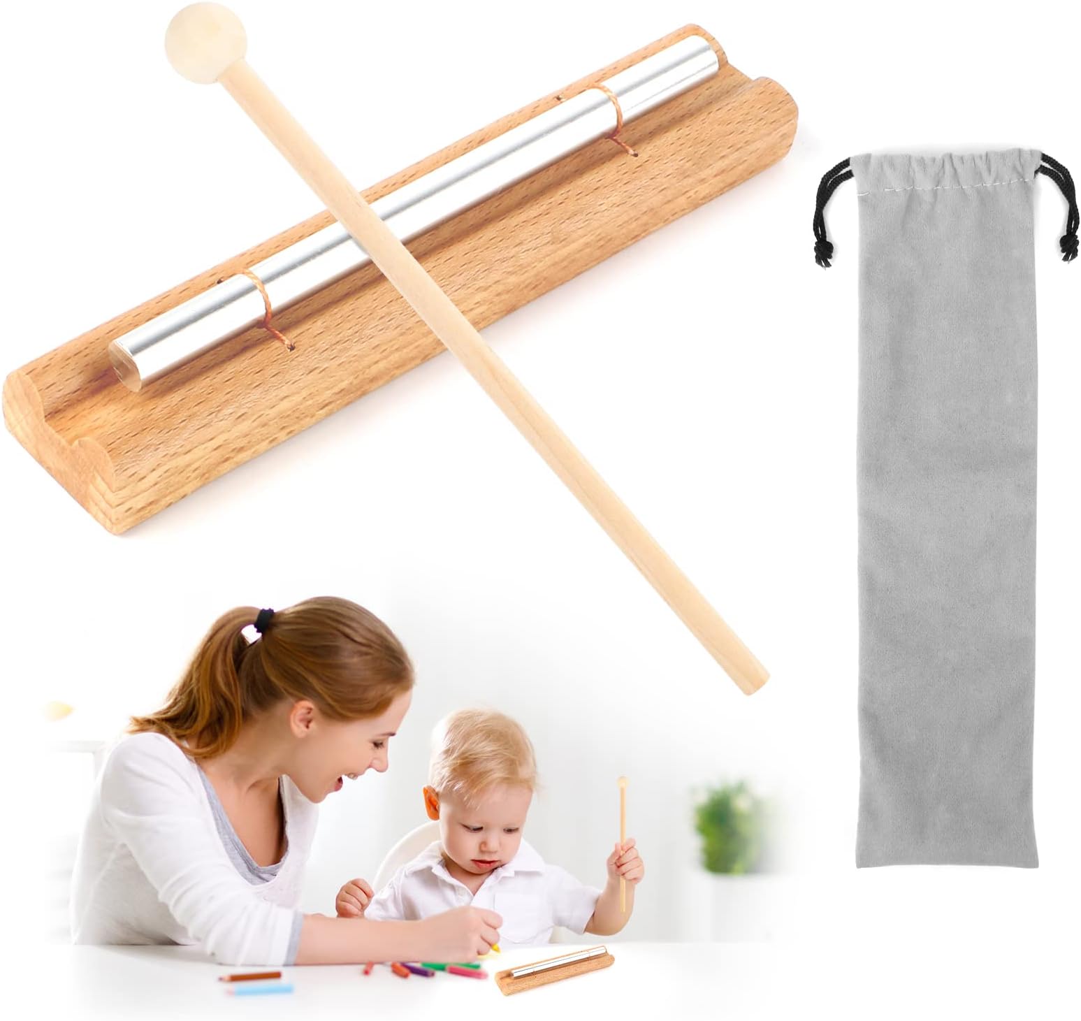 Energy Chime Bars Wooden Percussion Chime Instruments With Mallet And a Storage Bag Single Tone Chime Healing Sound For Meditation Yoga Healing Music Prayer Kids Musical Toy