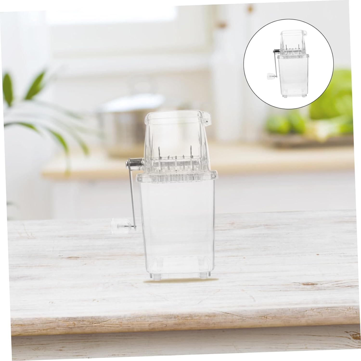 Manual Ice Crusher Compact Hand-crank Design for Home Use for Shaved Ice Cocktails and Slushies Transparent Cover for Easy Monitoring Summer Fun