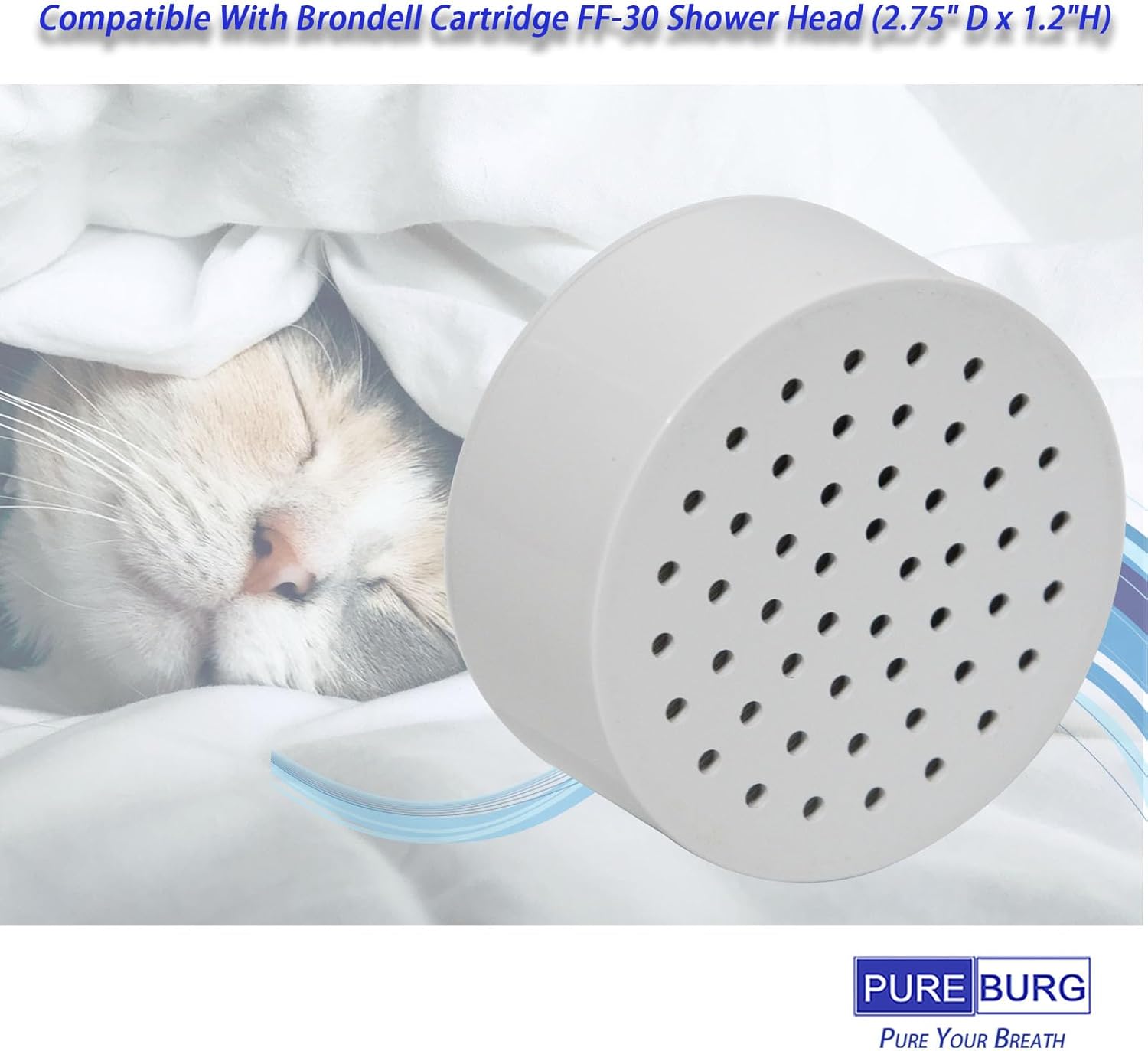 PUREBURG Replacement Filter Compatible With Brondell Cartridge FF-30 Shower Head,4-Pack (2.75" D x 1.2"H)