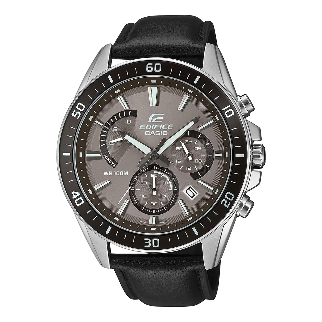 Edifice EFR-552L-5AVUDF Analog Light Brown Dial Men Watch Black Leather Strap (ED616)-image-35