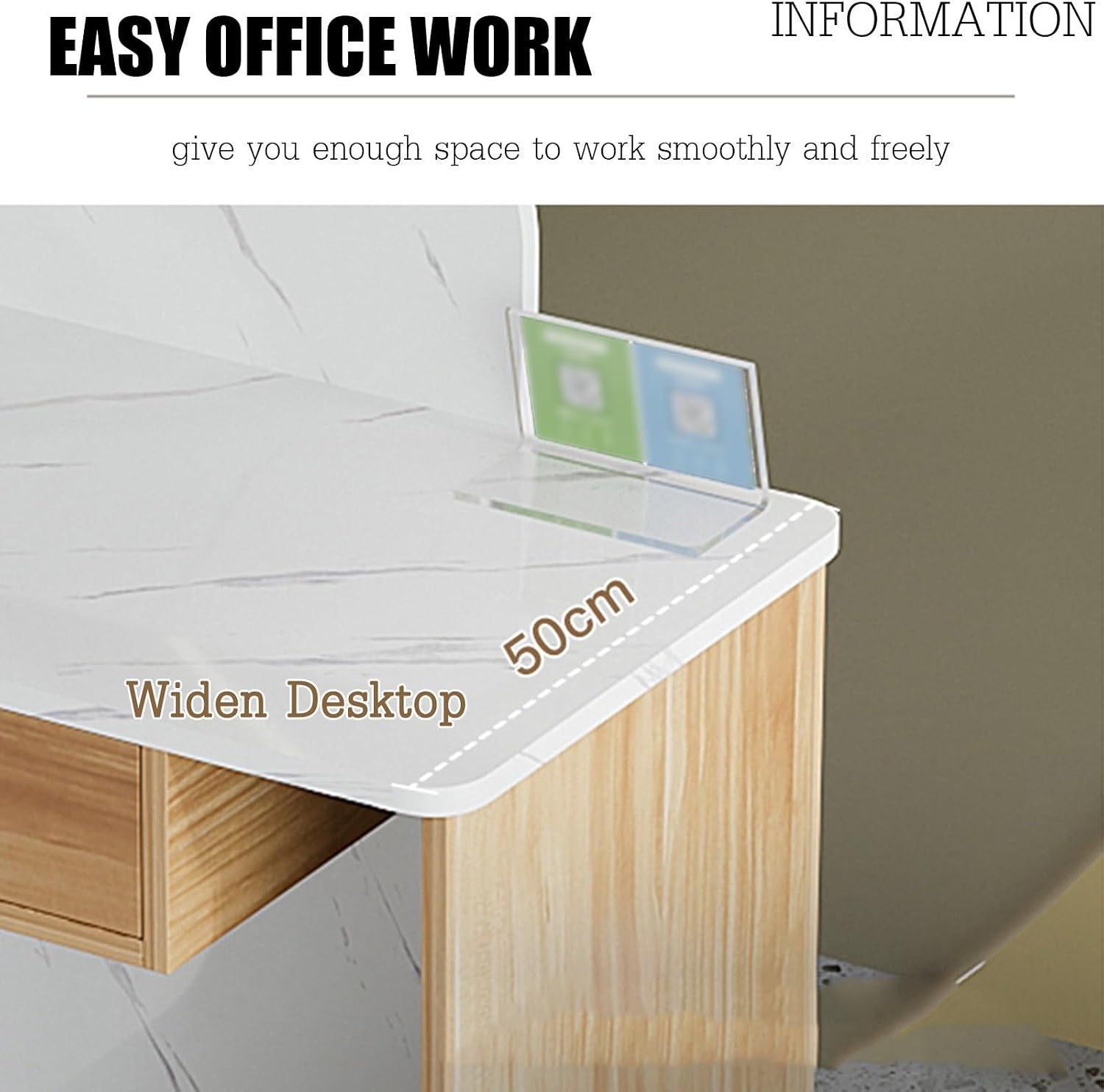 Front Desk Reception Counter, Reception Desk With Counter, LED Light Strip,Receptionist Desk With Lockable Drawers,For Salon Reception Room Small Bar Beauty Salon Clothing Store(Color:Left - walnut,Si