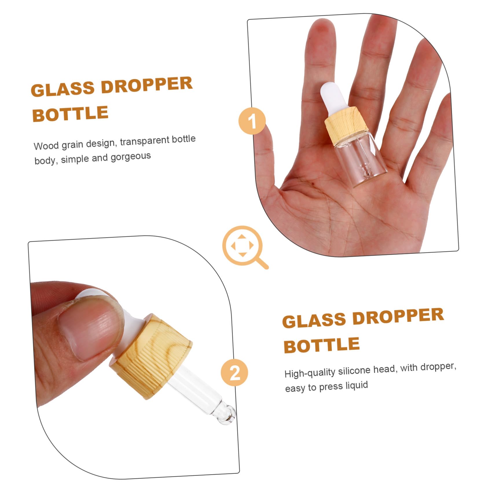 MAGICLULU Stk Glastropfer mit Holzmaserung Glasflasche mit Tropfer Glasflaschen mit Tropfer refillable perfume bottle glasflasche mit pipette Haarparfüm Sprühflaschen leere Tropfflasche