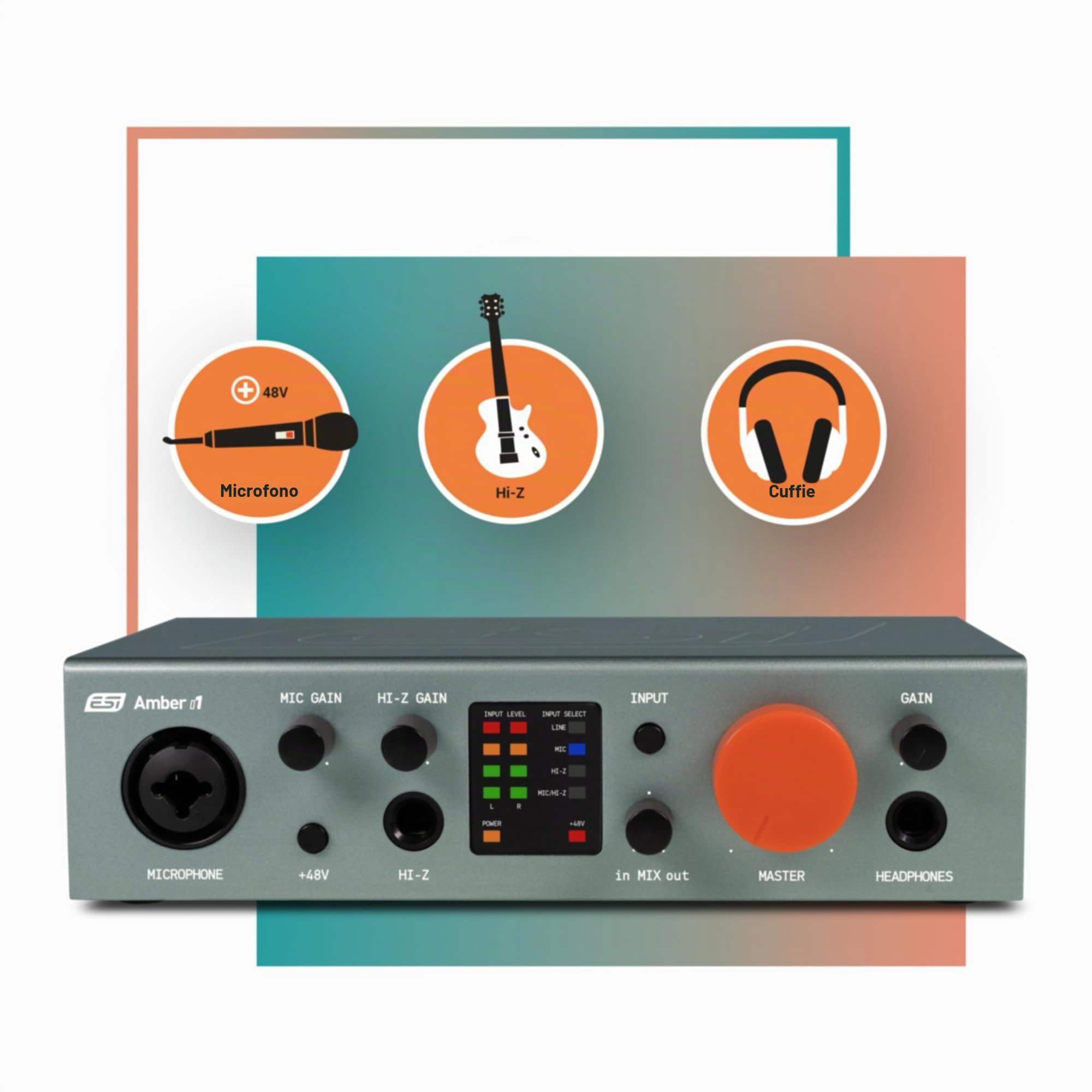 ESI Amber i1 | Interfaccia audio professionale USB 24 bit / 192 kHz con 2 ingressi e 2 uscite