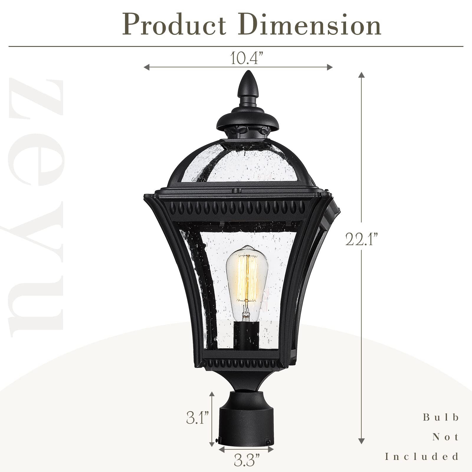 zeyu 22-Inch Farmhouse Outdoor Post Lantern, Waterproof Lamp Post