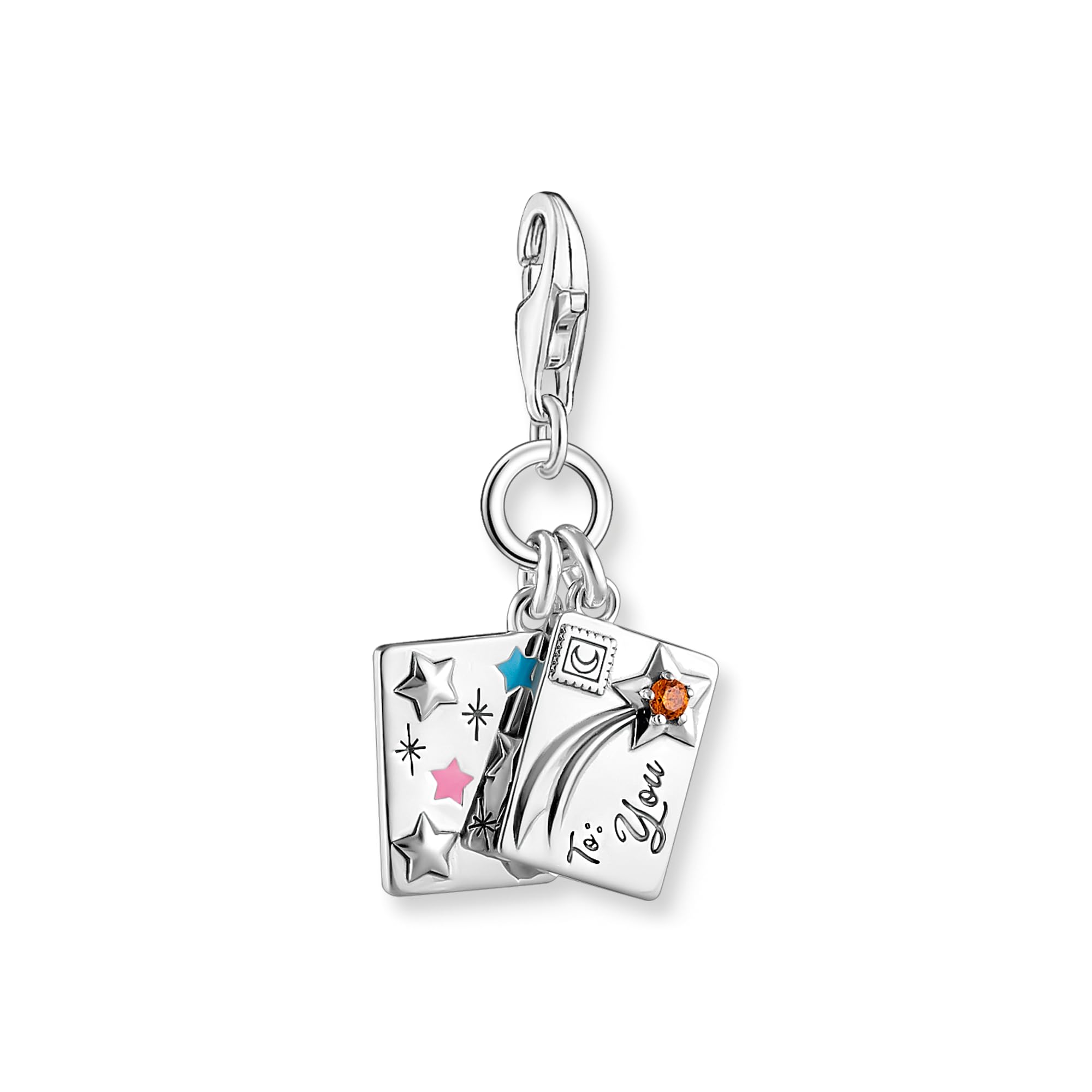 THOMAS SABO Silver Multi Enamel Chistmas Postcard Letter Charm 2061-691-7