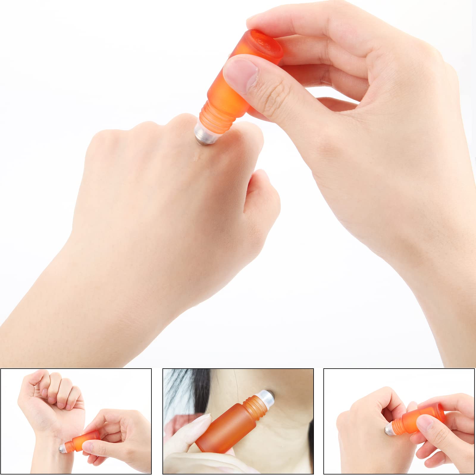 DKBT Bottiglie Ricaricabili 21 Pezzi Colorate Roll on Oli Essenziali 5ml Smerigliato Contenitori Roll on in Vetro con Sfera di Metallo per Oli Essenziali, Aromaterapia, Profumi