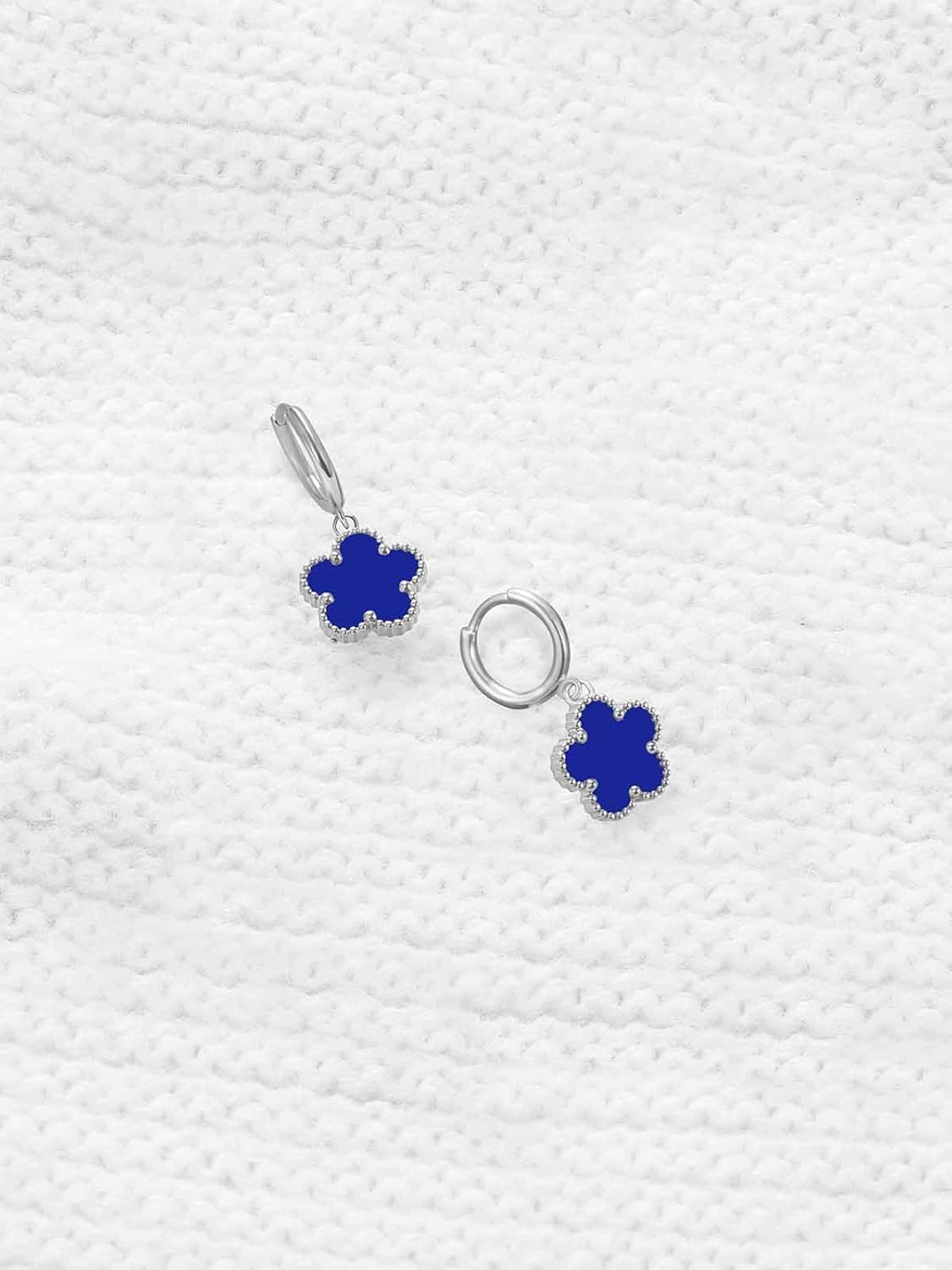 Gold Plated Five Leaf Clover Dangle Dot Earrings for Women Lucky Flower Jewelry - Image 7