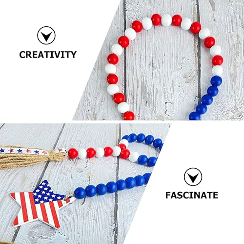 Miniatura 4 de Operitacx Cuentas decorativas para decoración del hogar, 2 piezas, guirnalda de cuentas de madera, colgante de borla para decoración de puerta de