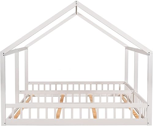 Miniatura 4 de Cama de casa individual para 2 niños camas de casa dobles compartidas para niños cama de madera para niños pequeños cama Montessori cama individual