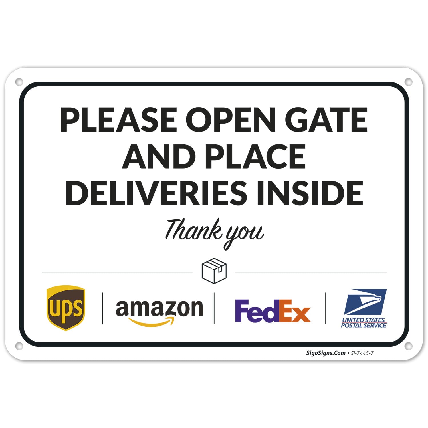 Package Delivery Sign, Delivery Instructions Open Gate and Leave Delivery Inside Sign, 10x7 Inches, Rust Free .040 Aluminum, Fade Resistant, Made in