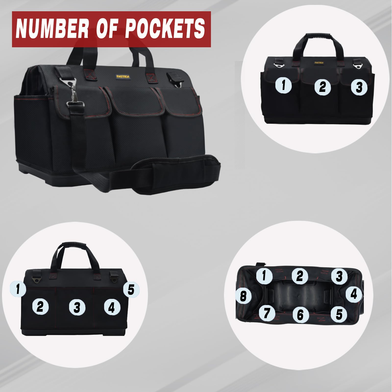 Snapklik.com : FASTECH 20-inch Heavy Duty Bottom Tools Bag
