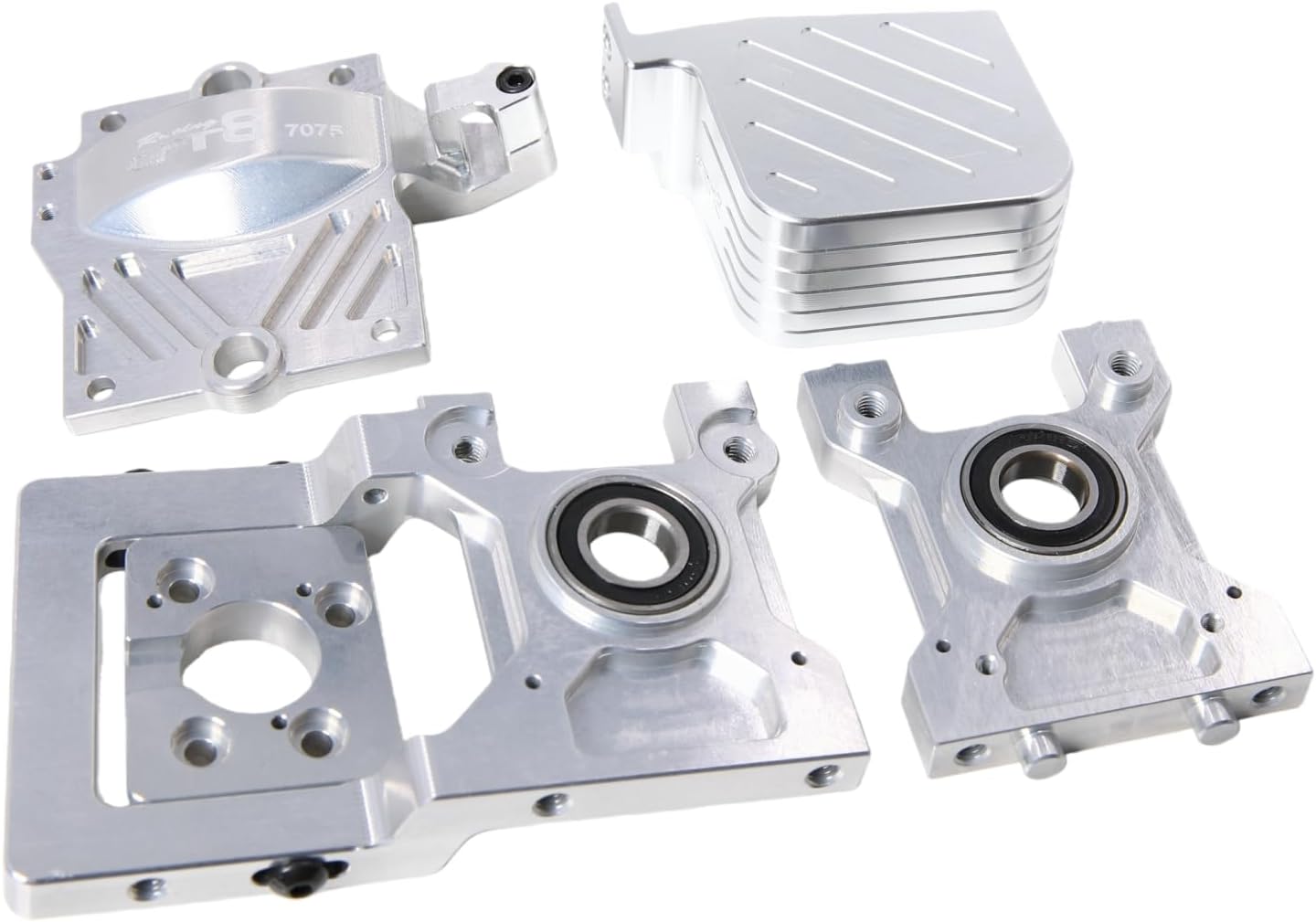 GTBRacing CNC Aluminum 7075 T6 Motor Center Diff Mount/Gear Cover Top Plate for 1/5 RC Car Losi DBXL-E V1.0 2.0 Upgrade Part (Center Diff Mount with Cover Silver)