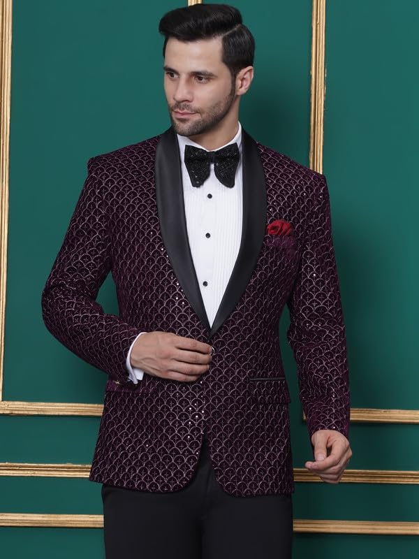 Image of FAVOROSKI Wedding Sequence Blazer Suit for Men | Embroidered Velvet Blazer | Relaxed Fit Blazer for Men Wedding Party | Ethnic Wear Blazer for Men | Blazer Suit for Men | Festive Blazers for Men