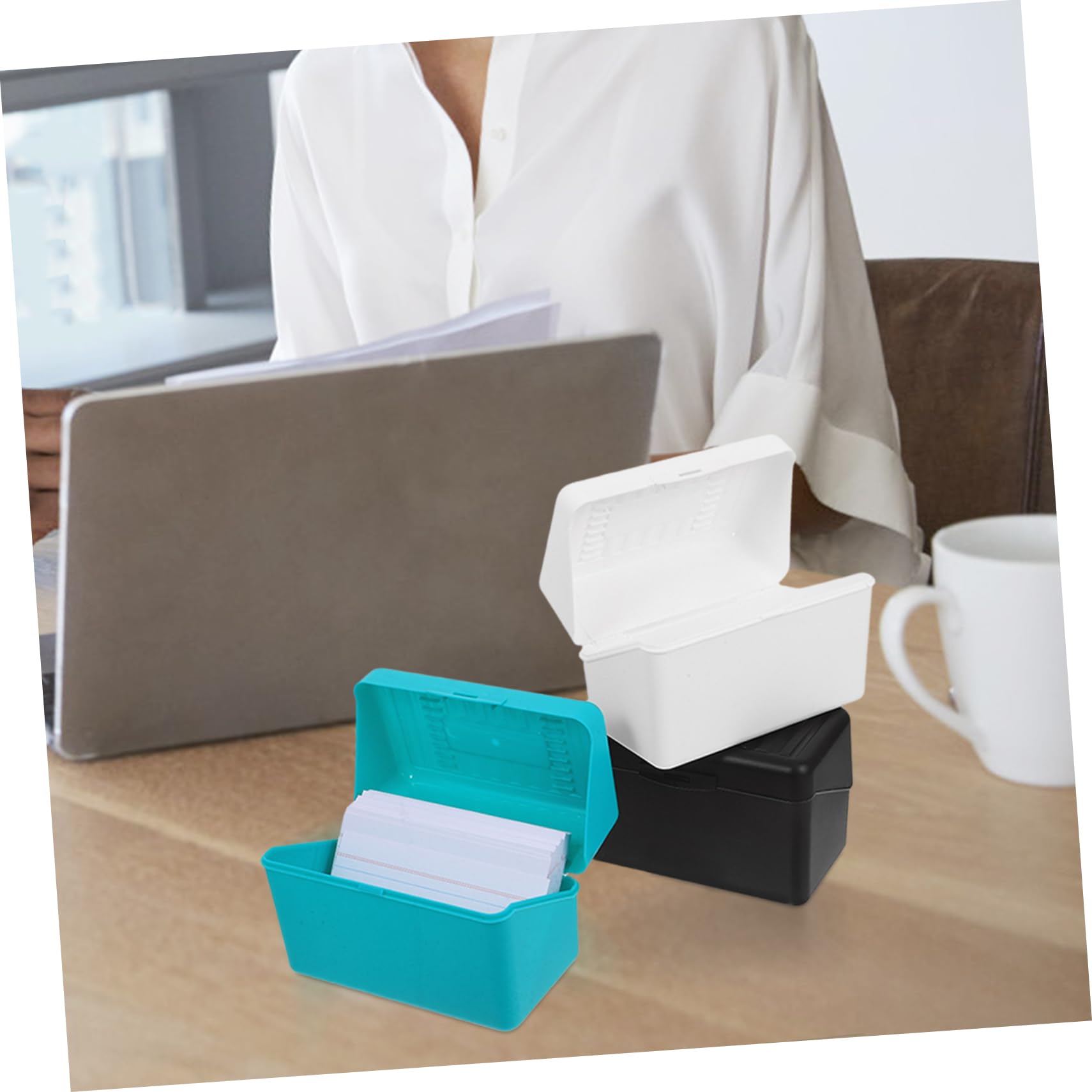 Karteikartenhalter mit Halter Notizkarten Organizer Etui aus Pp und Papier Kompakt Platzsparend für Zuhause und Büro