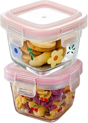 Miniatura 11 de Ivymei Paquete de 2 mini recipientes de vidrio con tapas, pequeños contadores florales de almacenamiento de alimentos, tarros de alimentos de vidrio