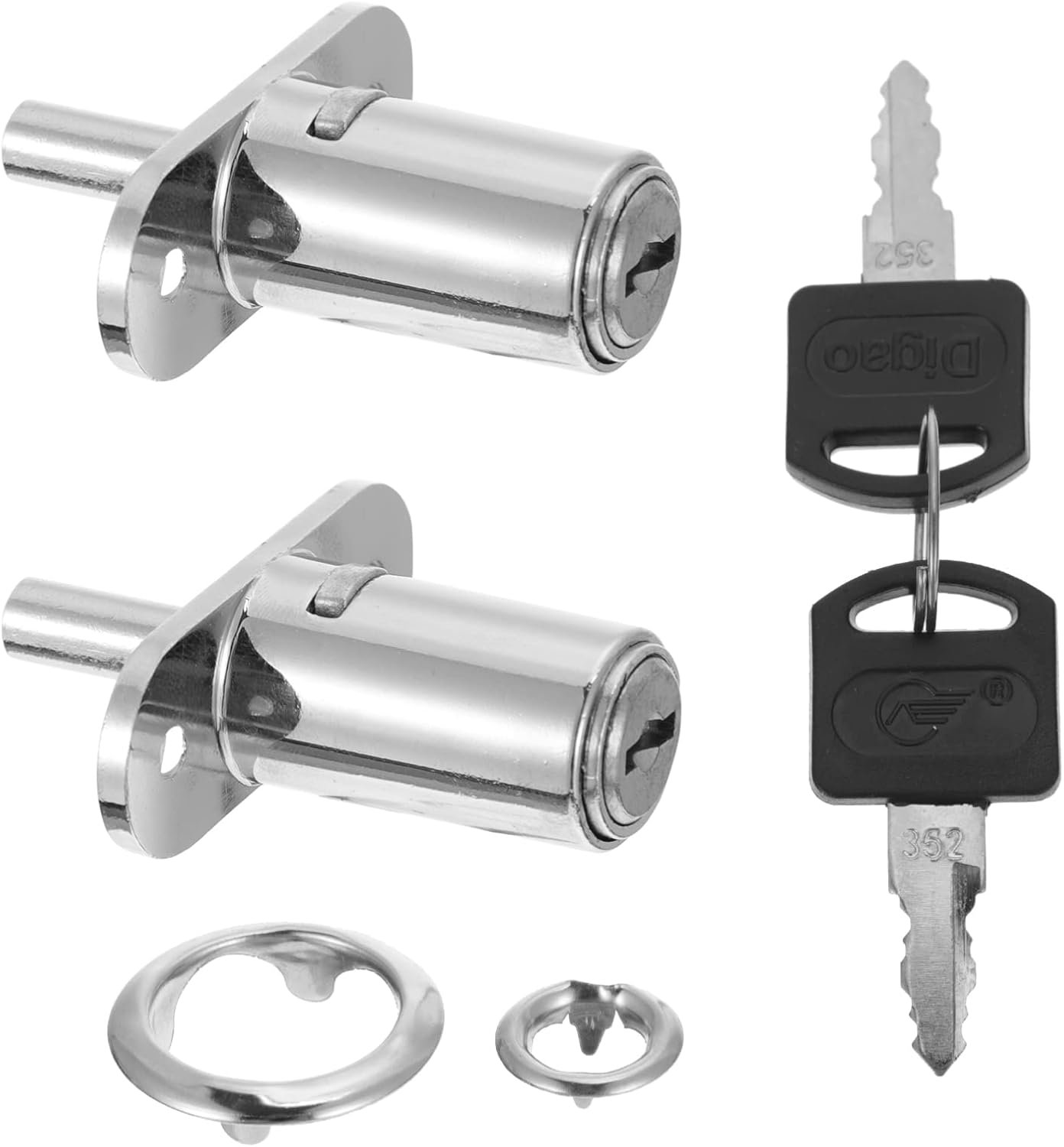 DOITOOL 2pcs Drawer Lock Drawer Plunger Lock Furniture Fastener Locks