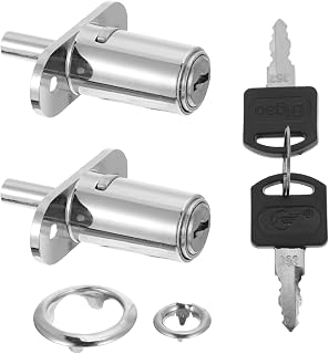 Metal Storage Cabinet 2pcs Push Plunger Lock Premium Durable Sturdy Drawer Lock Plunger Lock for Wardrobe Drawer Cabinet Drawer Locks