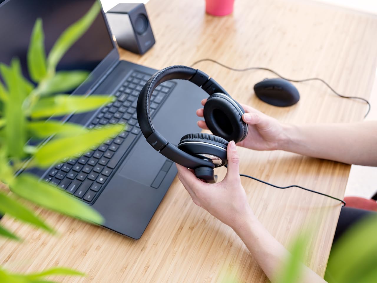 Trust Reno Auriculares con Micrófono, Conexión 3.5MM, Cascos Circumaurales, Auriculares con Cable 1,8 m para PC, Ordenador, Portátil, Laptop, Teams, Skype, Zoom, Color Negro