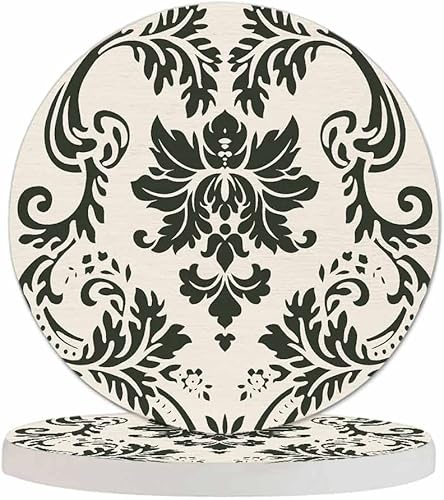 Posavasos de estilo barroco retro para bebidas, color negro, creativo, elegante, floral, diseño de damasco, regalos para inauguración de la casa,