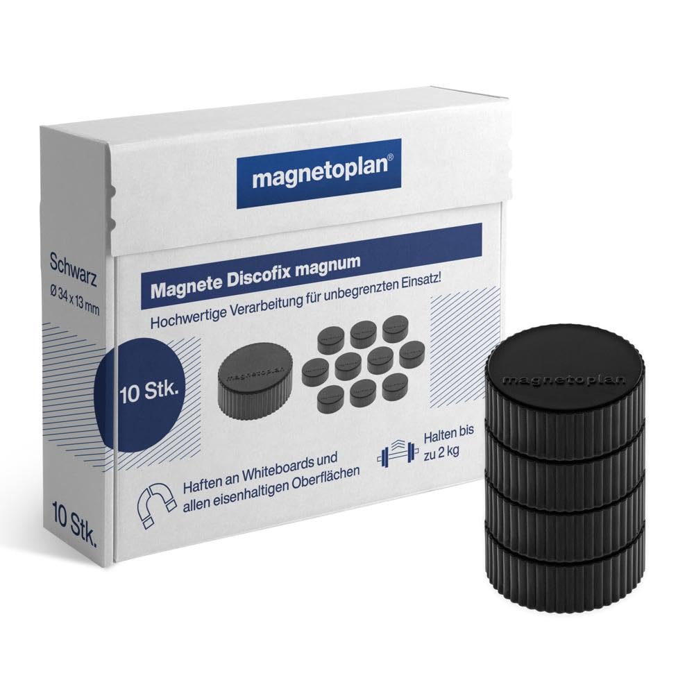 Magnethalter Magnum – 34 x 13 mm, 10 Stück, schwarz