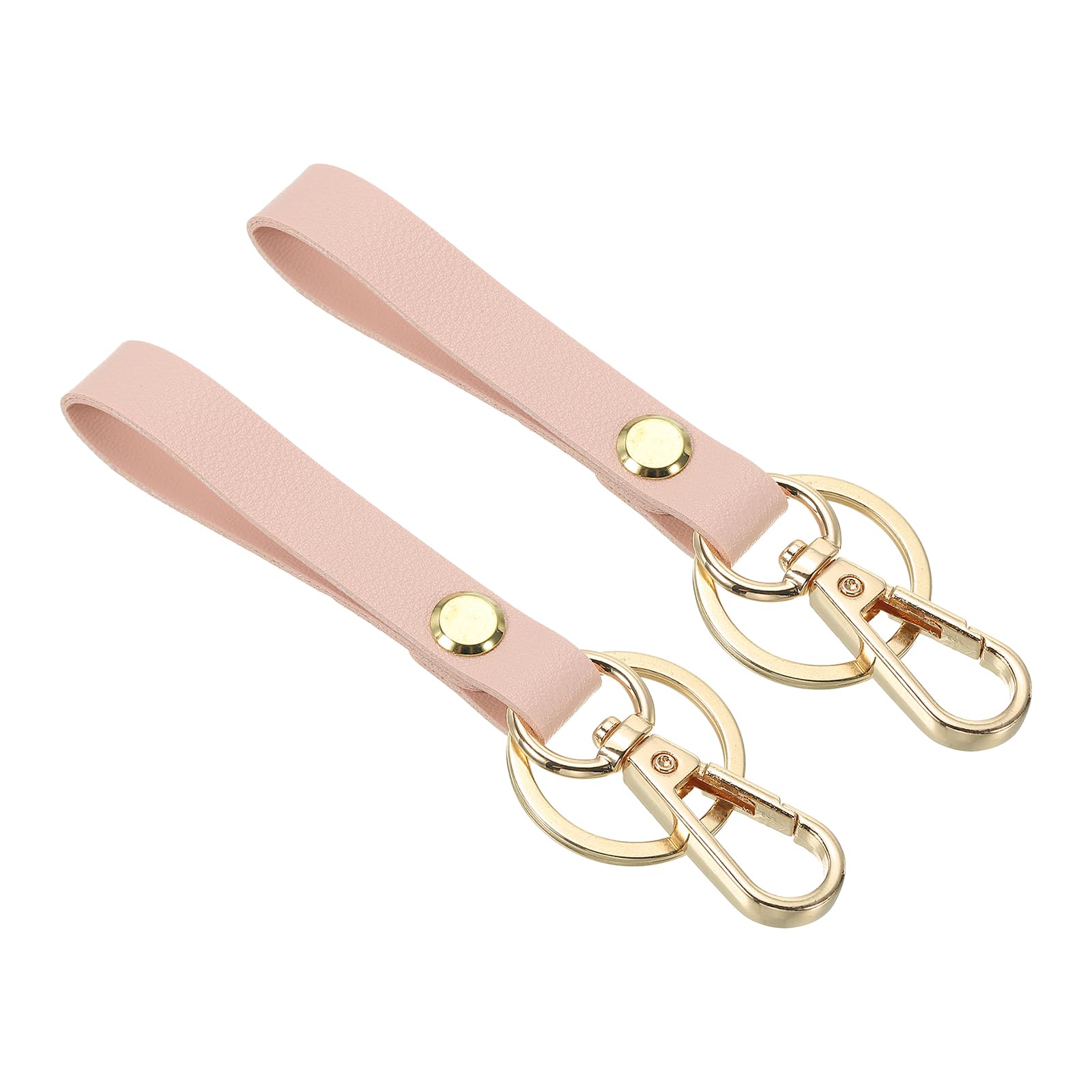 PATIKIL PU Leather Keychain, 2 Pack Key Holder Keyring with Metal Key Ring Anti Lost Clasp for Men and Women,Pink