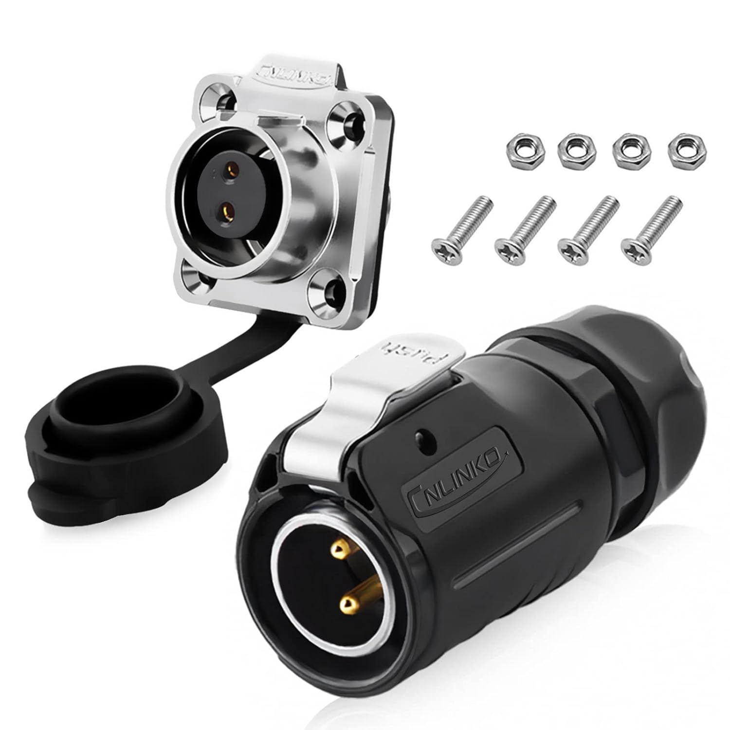 Product image of 2 Pin Waterproof Connectors, Aviation Cable Connectors for Automotive, Marine, Lights Electrical Wire Connections (Solder, M20)