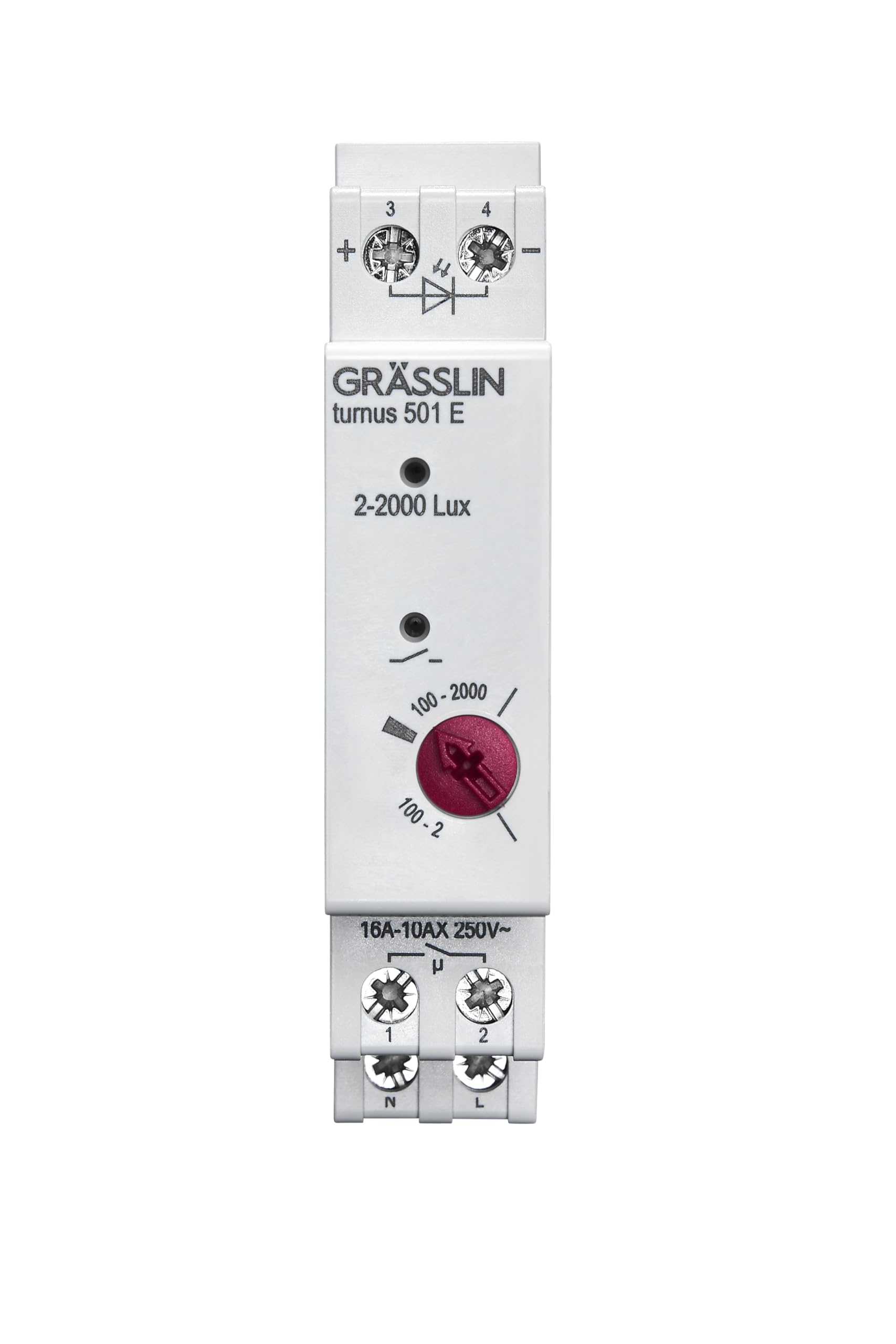 18.18.0014.1 Turnus 501 E - Interruttore crepuscolare analogico con sensore di luminosità esterno per interni ed esterni con sensore di luce incorporato/guida DIN