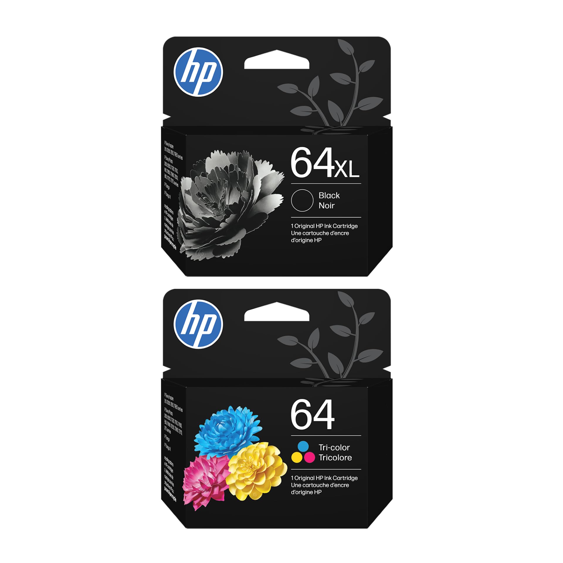 HP 64 Ink Cartridge Bundle – High-Yield Black + Standard Tri-Color | For Envy Inspire, Photo, Tango Printers - main product image