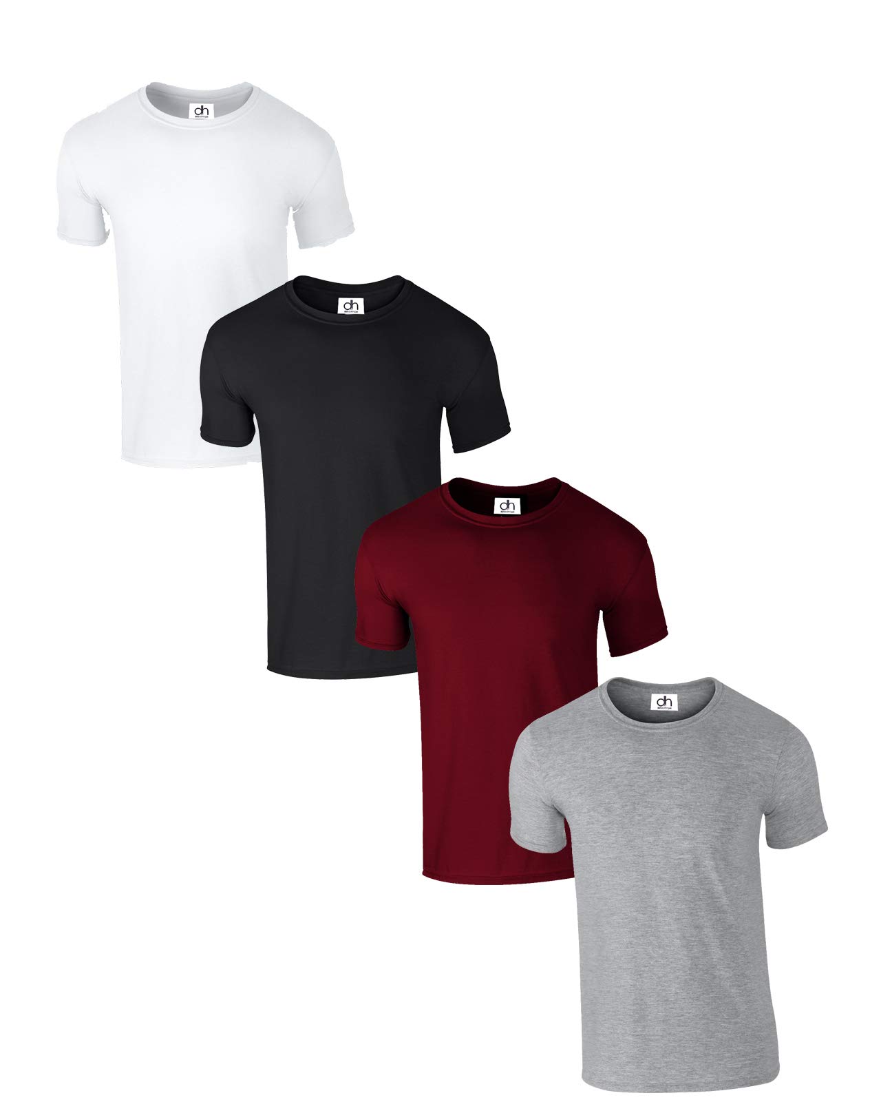 Pack of 4 Premium Crew Neck T-Shirt XS-3XL Tshirt t Shirt Plain Regular Fit Short Sleeve 100% Cotton 180gsm