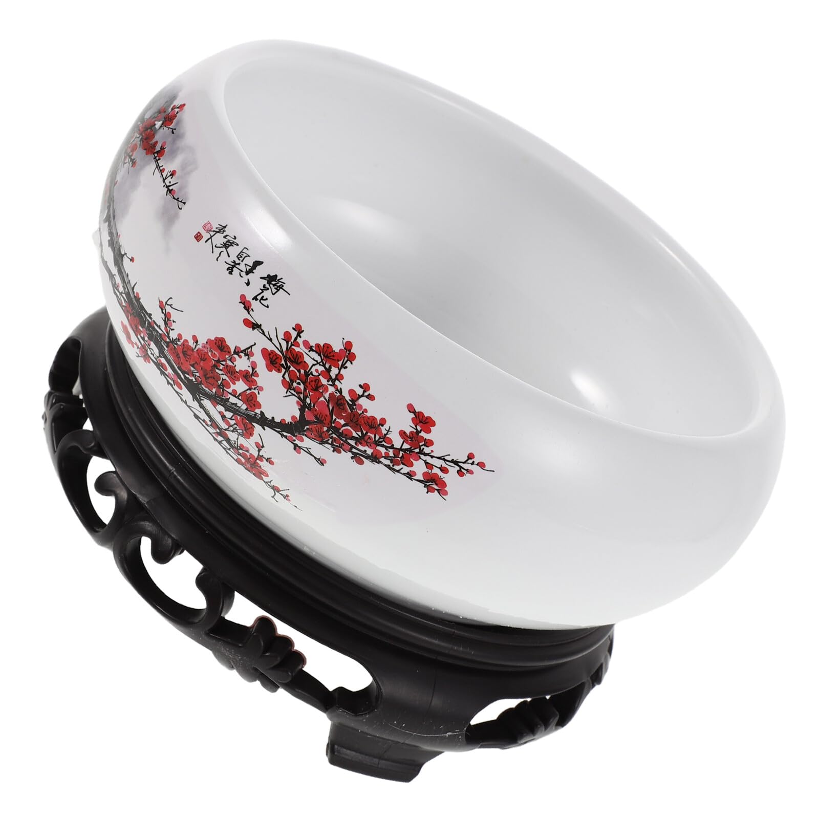 Pot de fleurs en céramique blanche rond avec base pour bonsaï et déco