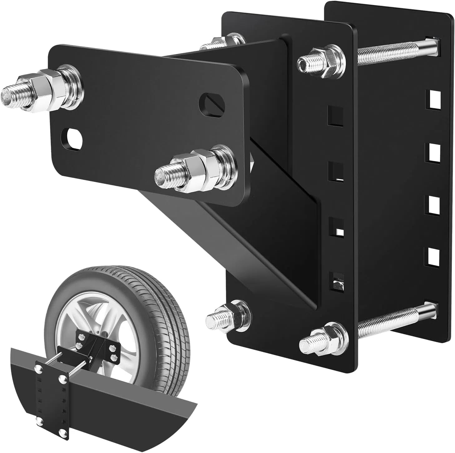 Spare Tire Carrier Mount, 3-Nuts Design Trailer Bracket Heavy Duty Holder, Fits 4 & 5 & 6 Lugs Trailer Wheels on 4", 4.5'', 4.75'', 5'', 5.5''and 6''Bolt Patterns, Holds up to 150 Lbs