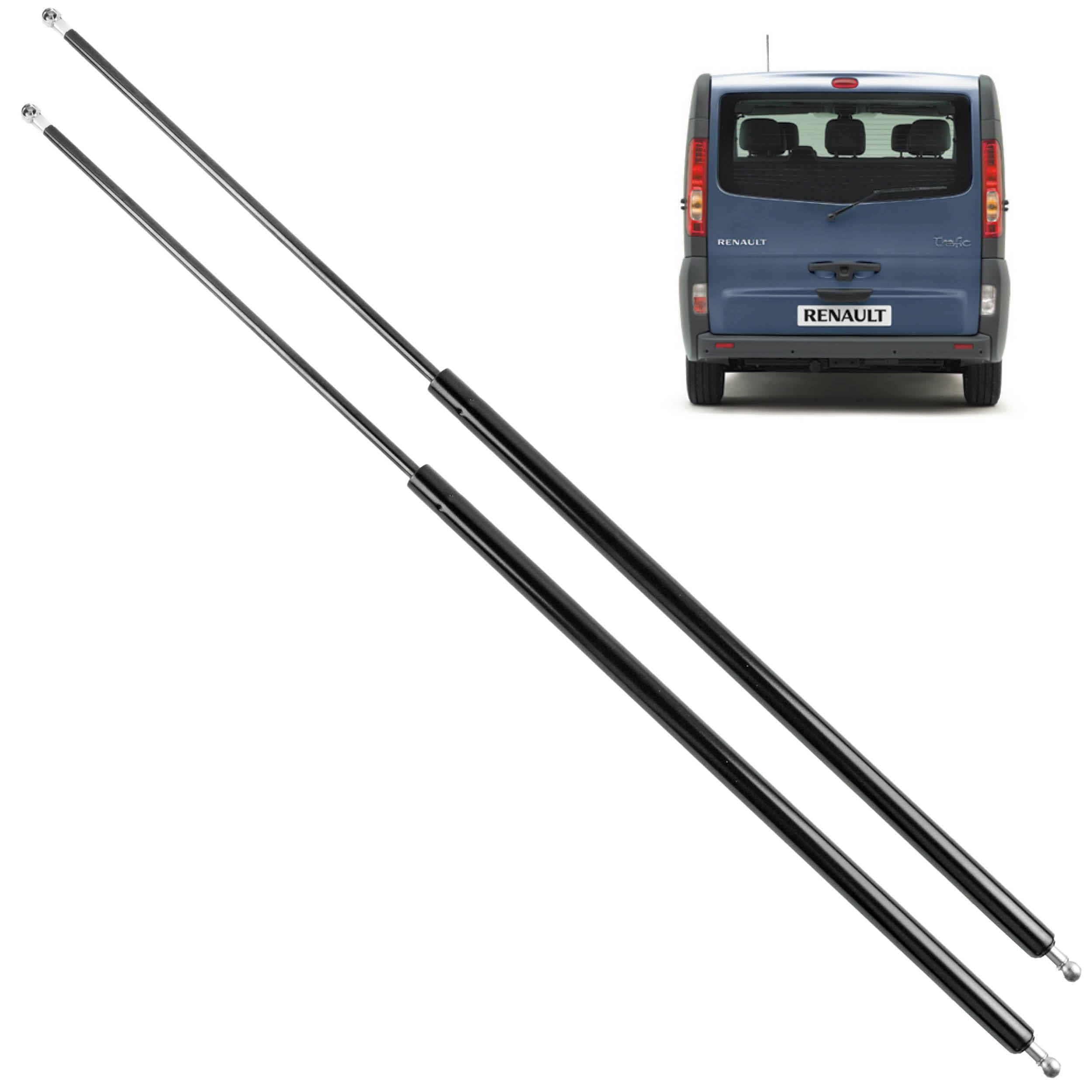 2 pistoncini portellone compatibile per Trafic 2 e 3, Vivaro A e B, Primastar (X82, X83), NV300 e Talento 2 (dal 2001) ammortizzatori cofano posteriore. 6000640444, 9045100QAA, 91168256, 8200162697