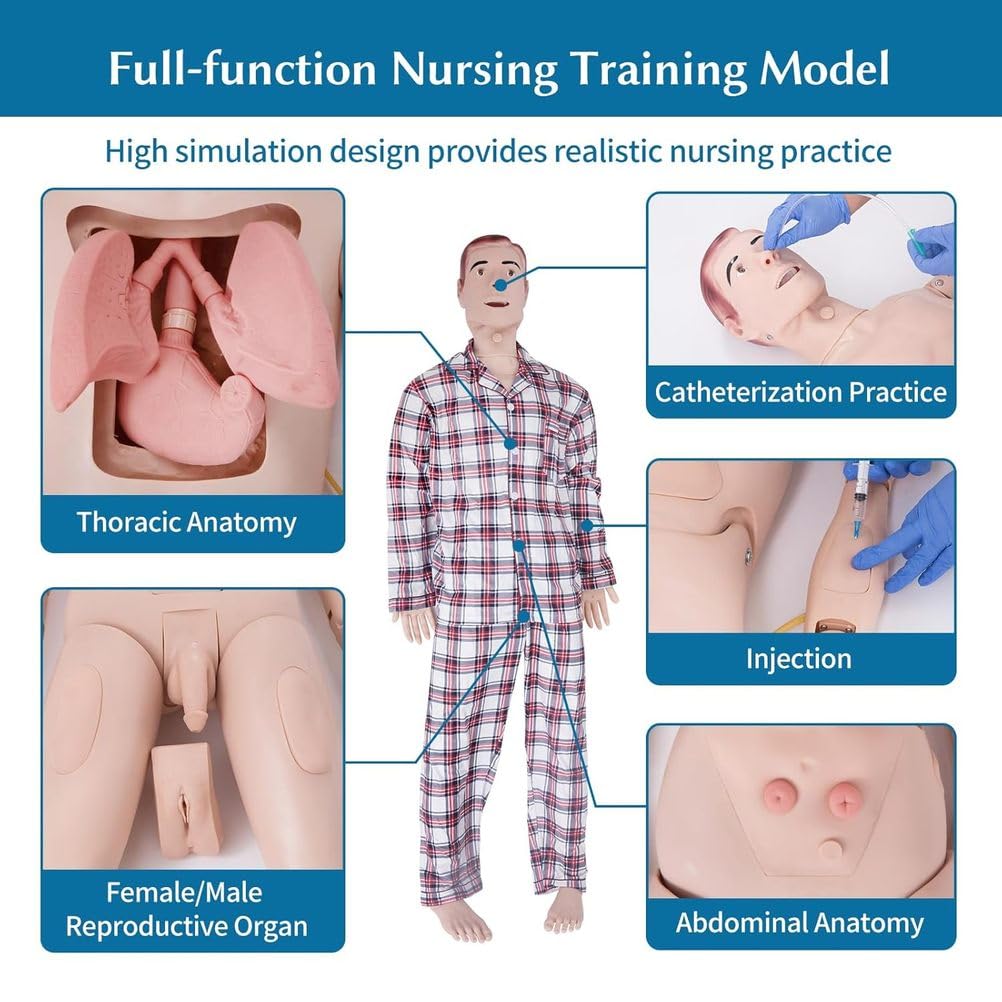Simulation Pflege Menschenpuppen Patientenversorgung Medizinische Ausbildung Multifunktionale Puppe Pflegefähigkeiten Trainingsmodell Patientenpflege Puppe Mann Frau Ausbildung Trauma Wunde