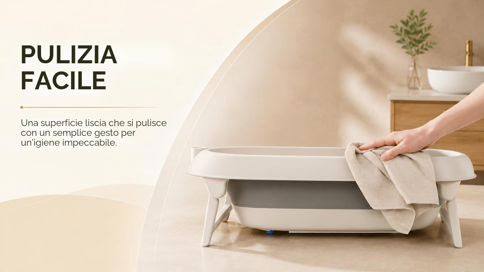Vasca da bagno pieghevole con supporto in acciaio – Vasca da bagno per neonati con termometro e tubo di scarico – Cuscino ergonomico neonato – guadagno di spazio piccolo bagno – 0-3 anni