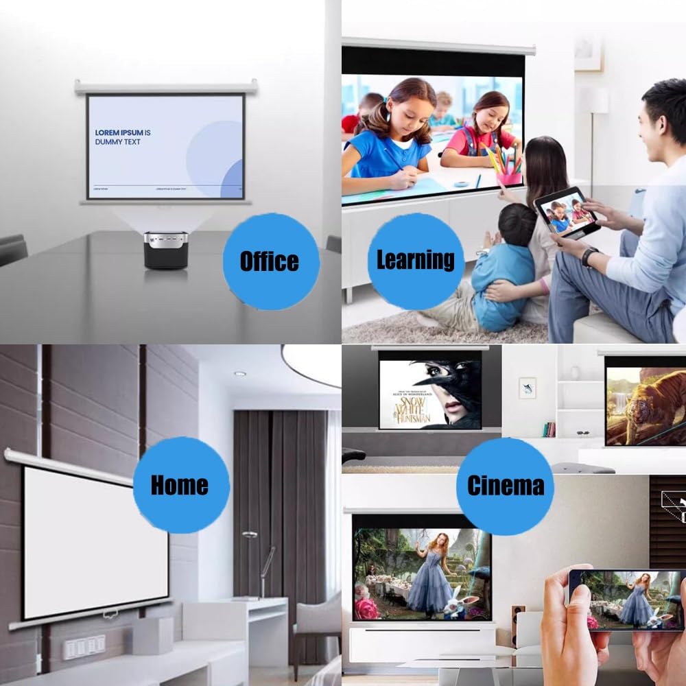 Schermo Proiettore 60 Pollici Retrattile Formato 4:3, 16:9, Home Cinema videoproiettore Schermo Proiezione, Telo Proiettore Full-HD 4K 3D per Ufficio, Scolastico, Theater (Size : 60" (16:9))
