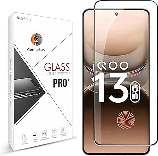 BATCHONE Tempered Glass Screen Protector Compatible with IQOO 13/IQOO 13 5G (Black) with Edge to Edge Coverage (Ultrasonic Fingerprint Working) and Easy Installation kit