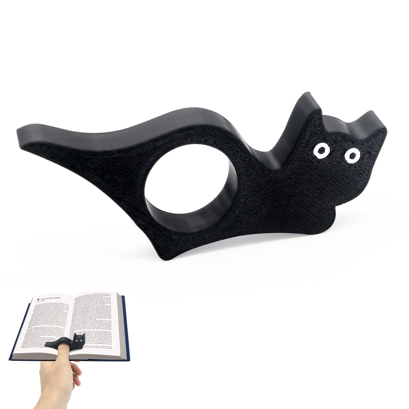 Thumb Book Page Holder for Reading - Black Cat Bookmark Gift for Book Lovers, One-Handed Plastic Page Holder, Lightweight Reading Accessory for Women