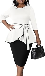 Plus Size Women's Church Dresses Vintage Bodycon Elegant 3/4 Sleeve Pencil Dress - Buy now